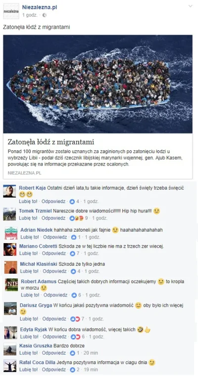 saakaszi - Zatonęła łódź z imigrantami, czytelnicy niezależnej.pl: Polacy, chrześcija...