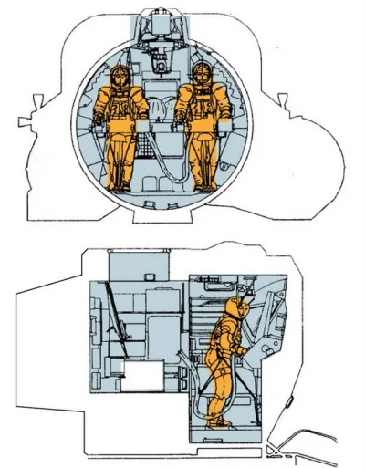 Gloszsali - Wnętrze lądownika księżycowego "Eagle" misji Apollo 11. Astronauci pracow...