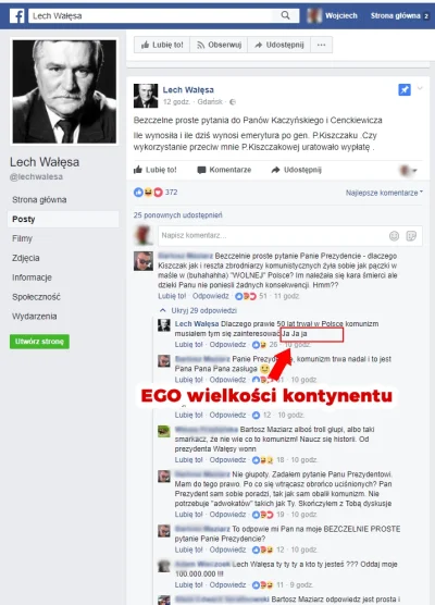 ednet - Lech Wałęsa delikatnie mówiąc nie grzeszy skromnością. Screen z jego profilu.