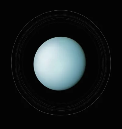 d.....4 - Uran i jego pierścienie, zdjęcie wykonane przez sondę Voyager 2 dnia 24 sty...