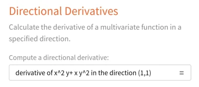 f.....6 - Wie ktoś jak w #wolframalpha policzyć pochodną kierunkową? Składnia podawan...