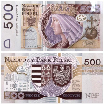 A.....i - Tak wygląda projekt banknotu 500 zł, który miał zostać wprowadzony w obieg ...