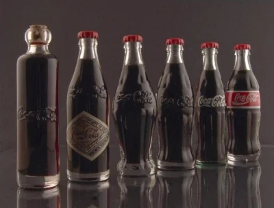 Lizus_Chytrus - > Tak wyglądała butelka Coca Coli w latach 1899, 1900, 1915, 1916, 19...