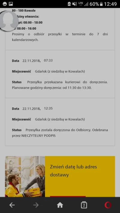 Gr888 - Co jest? Nie mieszkam w Gdańsku i żadna przesyłka nie przyszła :/ 

#dhl #kur...