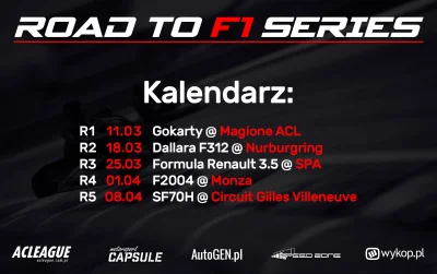 ACLeague - ROAD TO F1 SERIES - RACEDAY

WYŚCIG:
- Jeden serwer 32 sloty, wstęp maj...