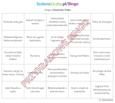 SzaloneLiczby - Piłkarskie Bingo na mecz Kazachstan - Polska ;)

Mireczkom spod tag...