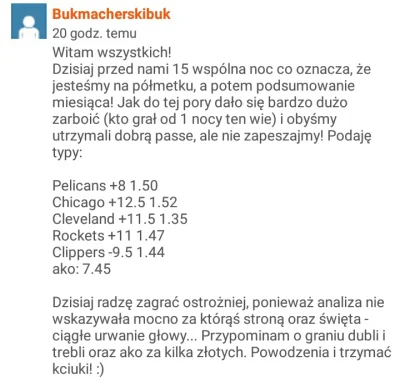 Bukmacherskibuk - Witam wszystkich!!
Wczorajsza noc (15) jak kazda inna - na duży plu...