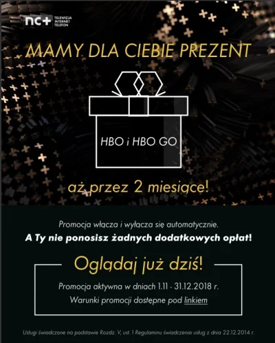 r3v - @arekqw: Przecież HBO i HBO GO włączcyli chyba wszystkim na 2 miesiące od listo...