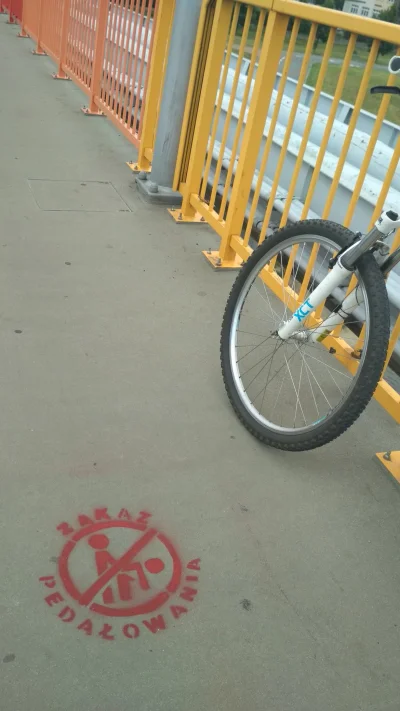 44Bw4jKocK - #rzeszow To jest ten znak że nie można jechać rowerem przez most?
