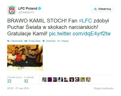 k.....r - Gratulacje dla #kamilstoch na oficjalnym twitterowym profilu #lfc