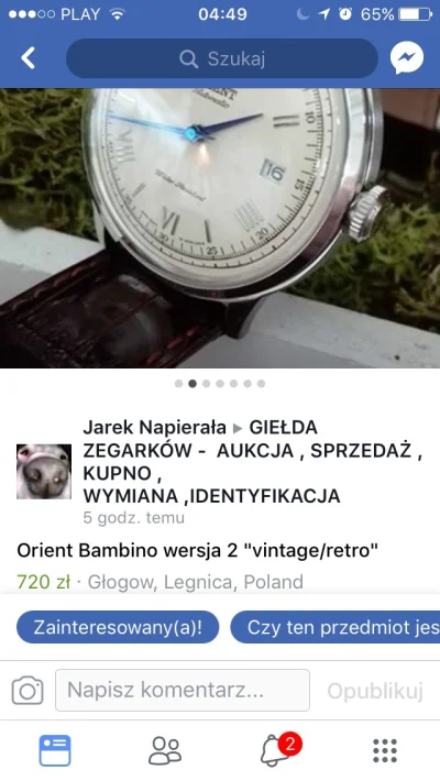 crazyfigo - Na grupie na FB pojawił się mocno poszukiwany zegarek - Orient Bambino v2...