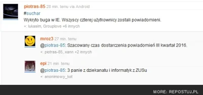 epi - Heh, na repostuj.pl już nawet screeny z mirko wrzucaja.

#kradnocontentzwykopu