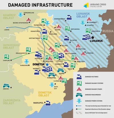 rebel101 - Mapa prezentująca miejsca zniszczeń infrastruktury transportowej i fabryk ...