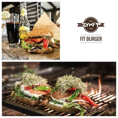 murarz13 - Fit Burger: bułka grahamka, sos czosnkowy, mix sałat, grillowana pierś z k...