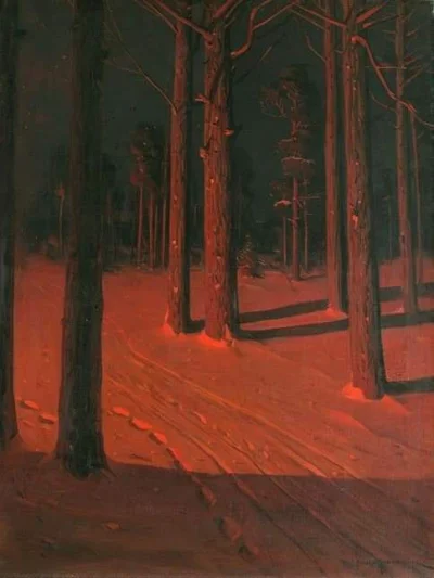 Catit - Svend Rasmussen Svendsen- "Tree Trunks in Snow" (1900 r.), olej na płótnie
#...