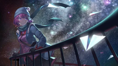 Azur88 - #randomanimeshit #monogatari #senjougahara #stars #night #sky #winter 

Ha...