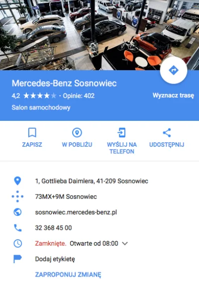 MarekOnline - > w Warszawie salon mercedesa jest na ul. Daimlera 1 - od nazwy korpora...