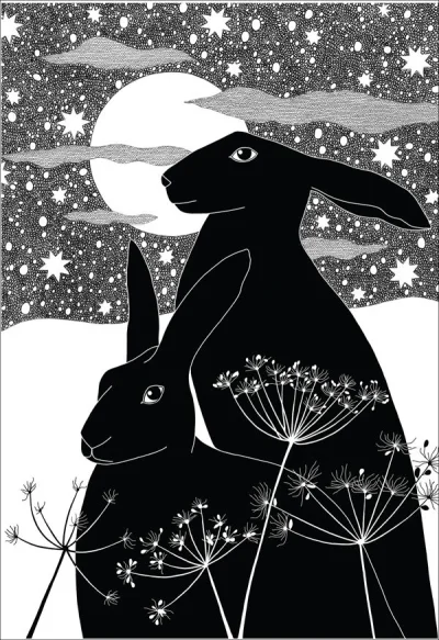 moon5 - "Midnight Hare Christmas Cards" autorstwa Cathy Connolley http://www.cathycon...