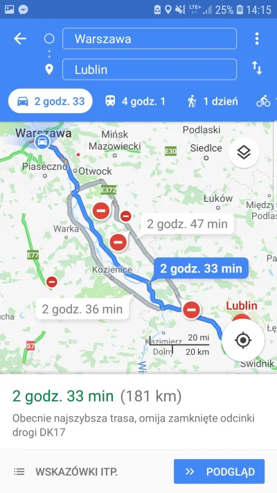 kicjow - Mireczki jak się teraz jeździ #warszawa - #lublin?
Która trasa najbardziej o...