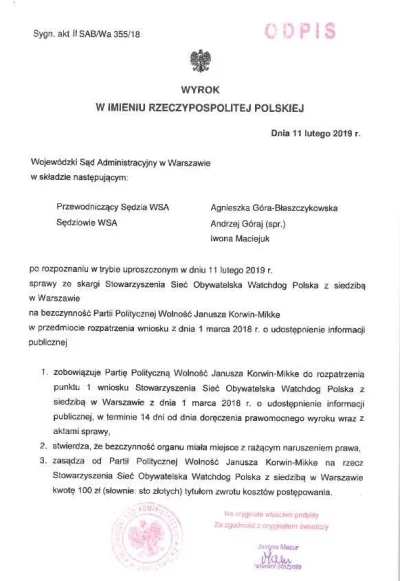 WatchdogPolska - Kolejna partia z "kłopotliwą" jawnością...
Wygraliśmy z partią Woln...