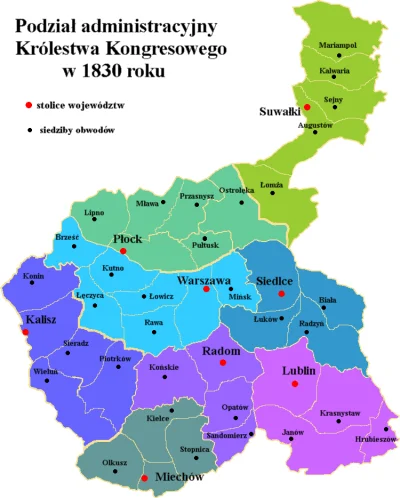 Camilli - Zreformowany podział terenowy Królestwa Polskiego: