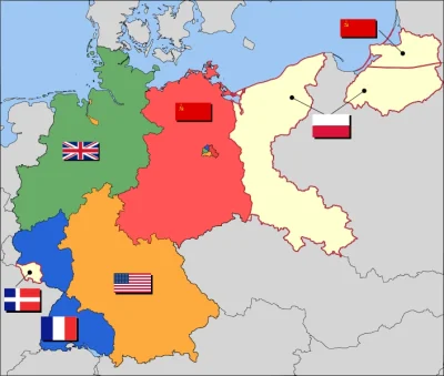 Destr0 - > Mapka przedstawiająca jak Alianci wyobrażali sobie wolną od Niemiec centra...