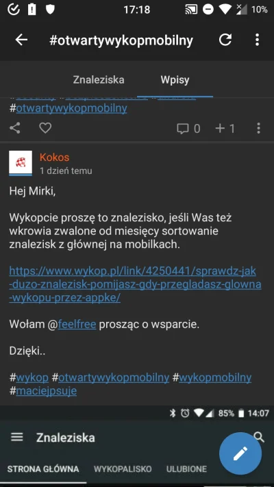 czandler_bing - #owmbugi

Po kliknięciu w dowolny link do znaleziska znajdującego się...