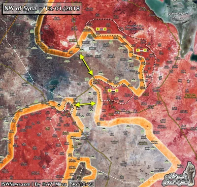 60groszyzawpis - Najnowsza mapa sytuacji w południowym Aleppo i okolicy Abu Duhur. Rz...