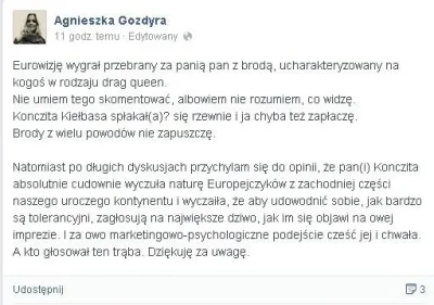 M.....G - #gozdyra #eurowizja #pewniebylo #4konserwy



Gozdyra już całkiem nawrócona...