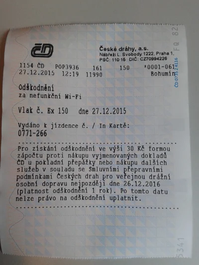 Trelik - Odszkodowanie za brak internetu w pociągu. Czeskim pociągu.

#ceskiedrahy ...
