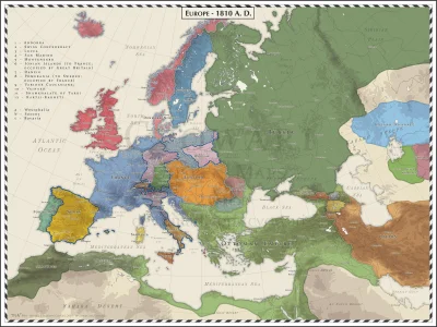 Bednar - Europa w 1810 r. Napoleońska Francja u szczytu potęgi.

#mapporn #mapy #hi...