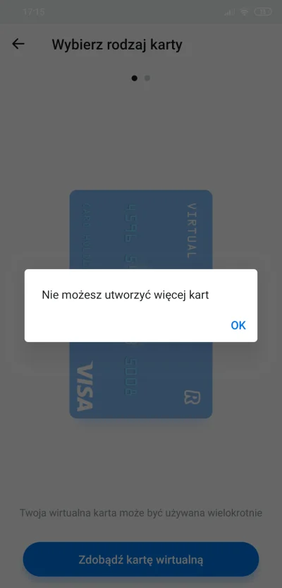 betrayer - Mam problem z #revolut gdyż nie mogę utworzyć karty wirtualnej bo wyskakuj...