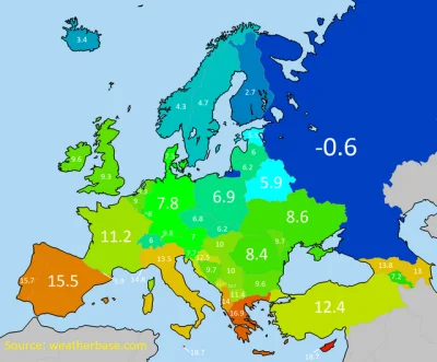 arturo1983 - Średnia roczna temperatura w poszczególnych państwach europejskich.

#...