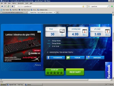 K.....o - @mar7707: Mój wynik. Internet z Orange za rejestrację w szczytowej formie. ...