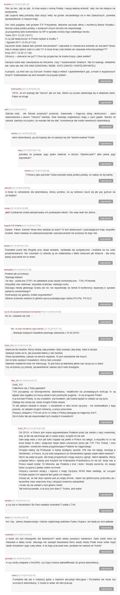Dredu - Polecam komentarze odnośnie śmierci Kmiecików z najlepszego, najbardziej patr...