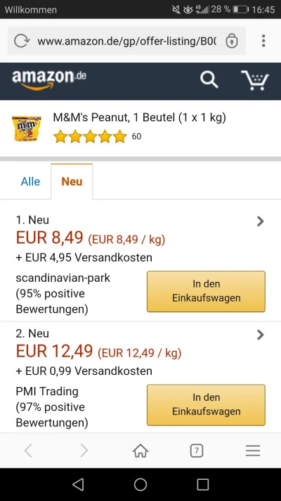 R.....w - M&M Peanuts 1kg/ 8.50€ z Prime 

https://www.amazon.de/gp/offer-listing/B00...