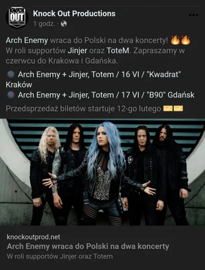 nathaliekill - Arch Enemy ogłaszają kolejne dwa koncerty w Polsce! 乁(♥ ʖ̯♥)ㄏ
#damski...