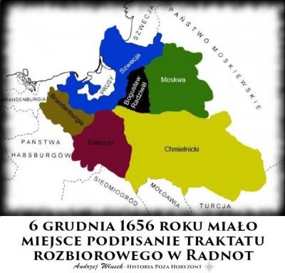 sropo - 6 grudnia 1656 roku miało miejsce podpisanie traktatu rozbiorowego w Radnot
...