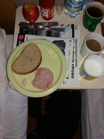 Kwassokles - #szpital #jedzenie #zdrowie Śniadanie raczej klasyka 2 kromki chleba kos...