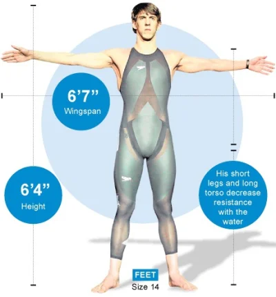 piterek - ! Phelps jest po prostu stworzony do pływania. Wzrost 193cm, rozpiętość ram...