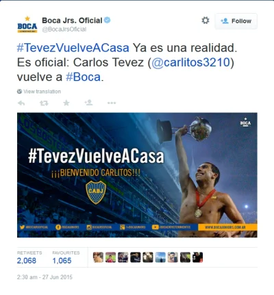 Czajna_Seczen - Tevez oficjalnie w Boca.

#transfery #seriea #juventus #pilkanozna