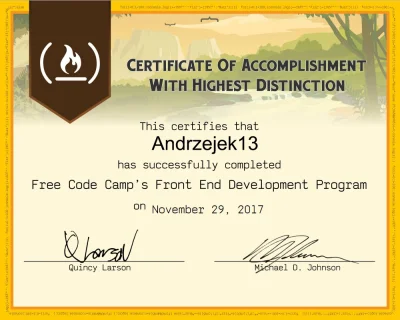 A.....3 - #naukaprogramowania #chwalesie #freecodecamp
Skończyłem właśnie kurs front...