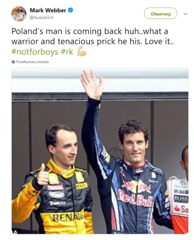 polock - Mark Webber o powrocie Kubicy :)
#kubica #f1 #heheszki