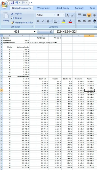 itou123 - > nie rozumiem, z twojego exela wynika, że po 6 latach ktoś odłożył 44 tysi...