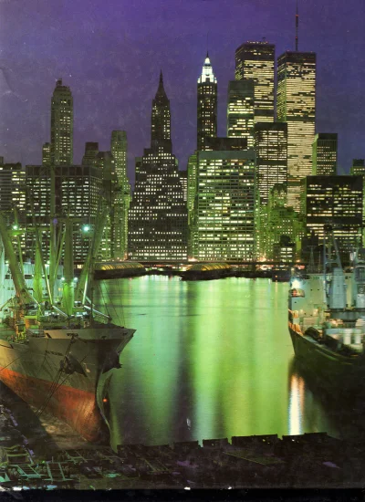 myrmekochoria - Widok na Manhattan w nocy z portu brooklińskiego, USA 1981 rok.

#s...