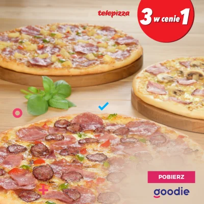 Goodie_pl - 3 x #pizza w cenie 1 z apką #goodie do końca tygodnia. MWZ z dostawą do d...
