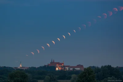 Nightscapespl - Przebieg zaćmienia Księżyca do fazy całkowitej obserwowany nad starów...