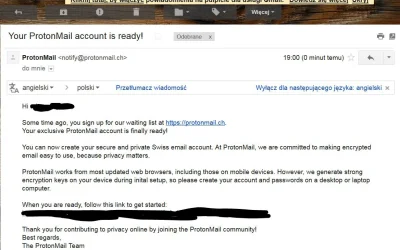 Liquid_Snake - Po kilku miesiącach czekania udało się, dostałem konto w Proton Mail, ...