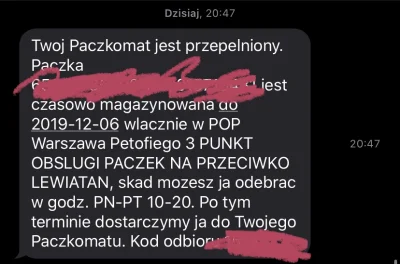 Kaloryfere - #paczkomaty #inpost nie zawodzicie. O 20:47 dostaję SMS, że moja paczka ...