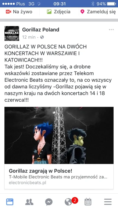 Prince_Gumball - Pewnie już wiecie. Ale napisze jeszcze raz. #gorillaz w Polsce! Kto ...